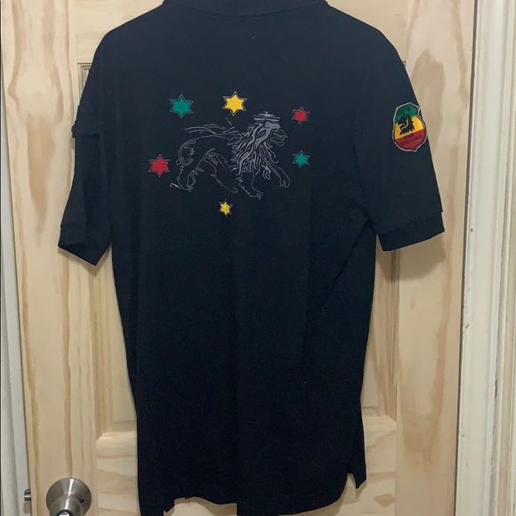 Dub Wise Rasta Cut and sew black polo shirt M - Picture 10 of 10